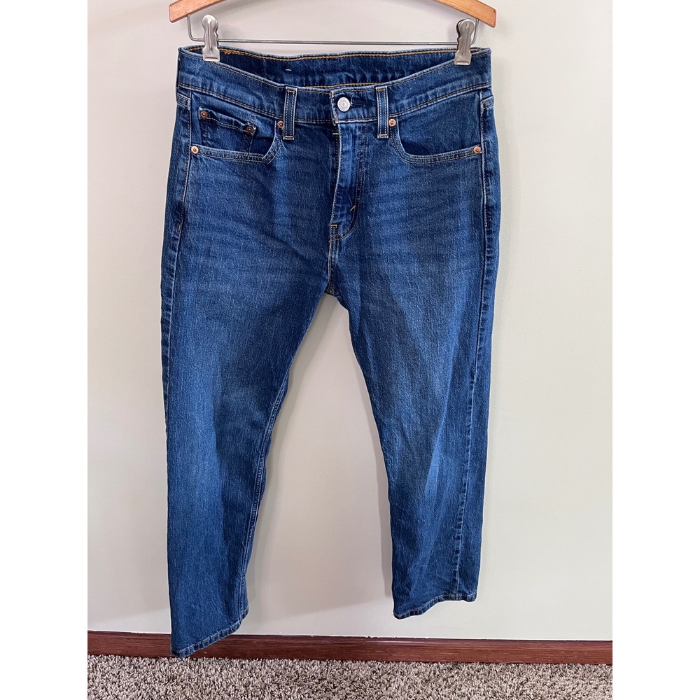 Levis 505 Regular Fit Jeans Mens 30x28 Dark Wash Straight Leg Stretch Denim